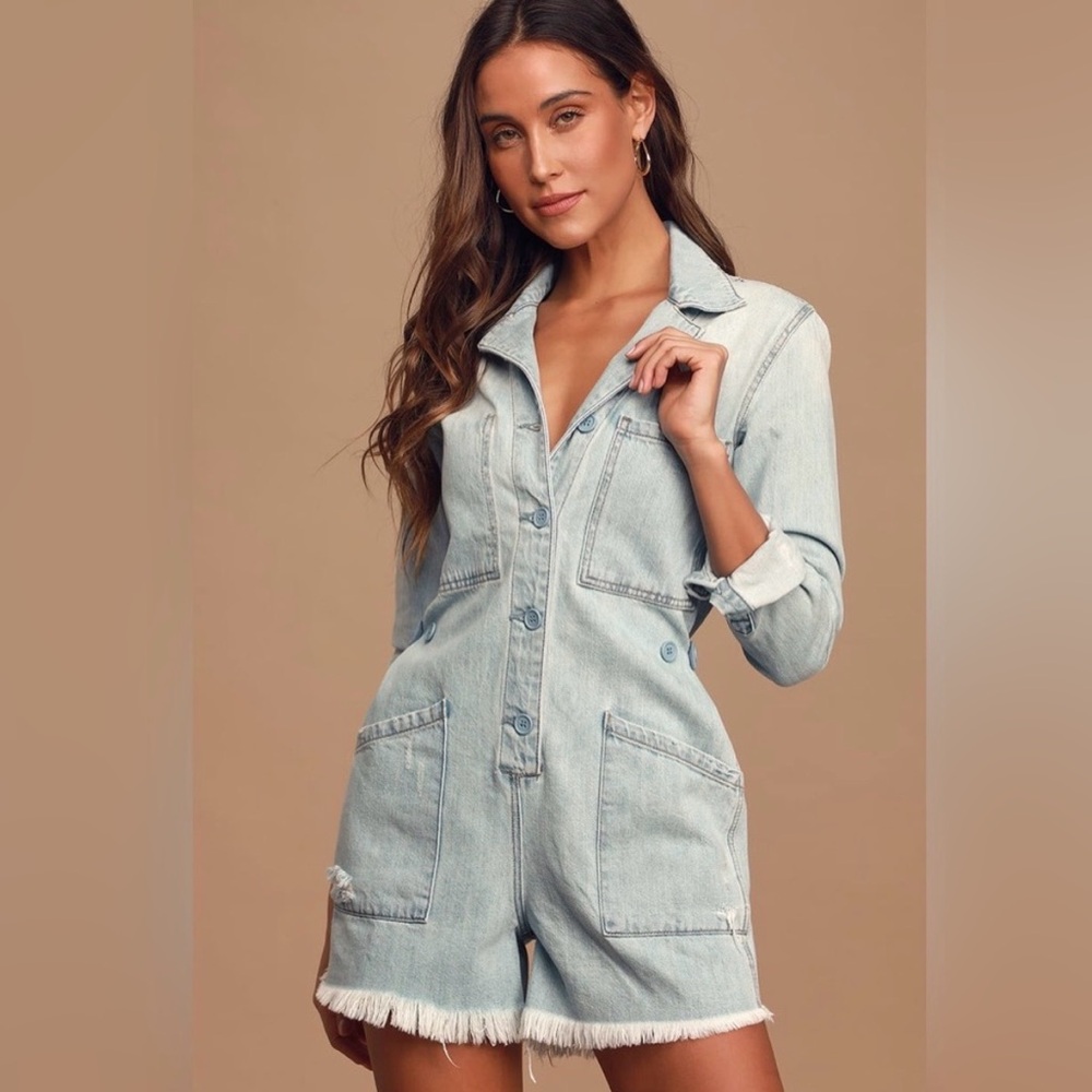 EUC Pistola Freda Denim Light Wash Romper/Jumpsuit